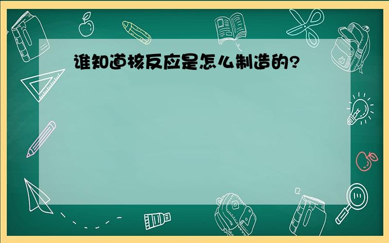 谁知道核反应是怎么制造的?