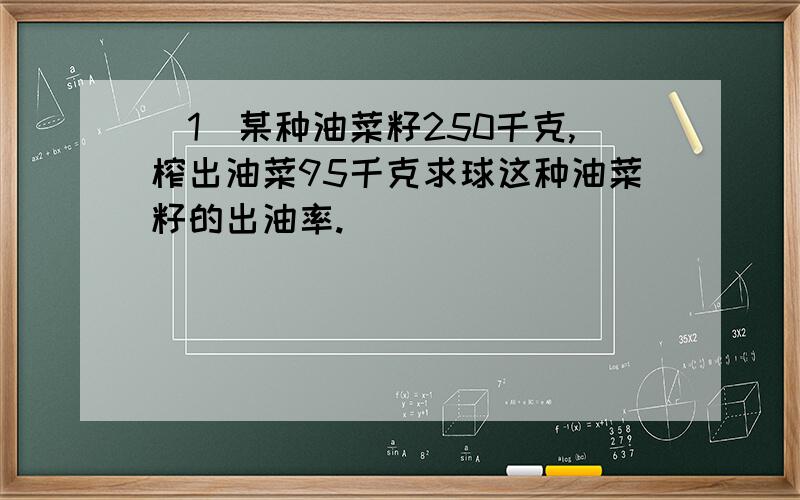 （1）某种油菜籽250千克,榨出油菜95千克求球这种油菜籽的出油率.