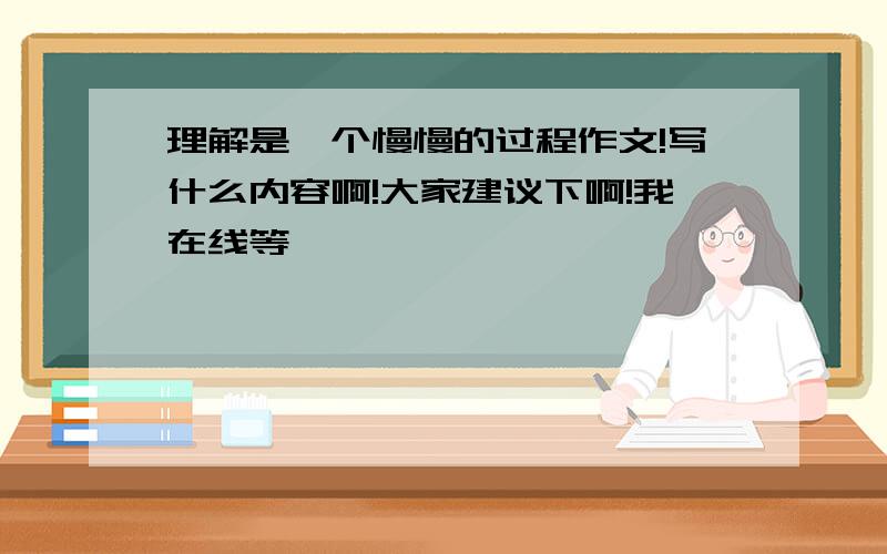 理解是一个慢慢的过程作文!写什么内容啊!大家建议下啊!我在线等