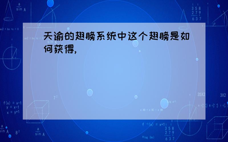 天谕的翅膀系统中这个翅膀是如何获得,