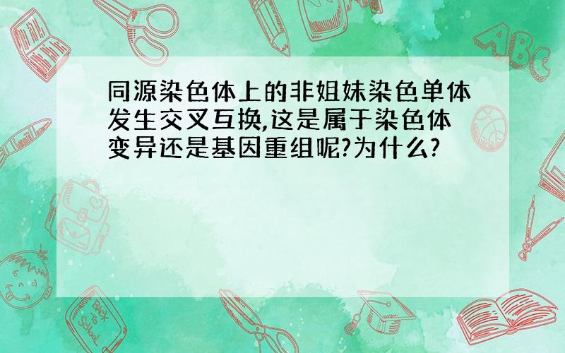 同源染色体上的非姐妹染色单体发生交叉互换,这是属于染色体变异还是基因重组呢?为什么?