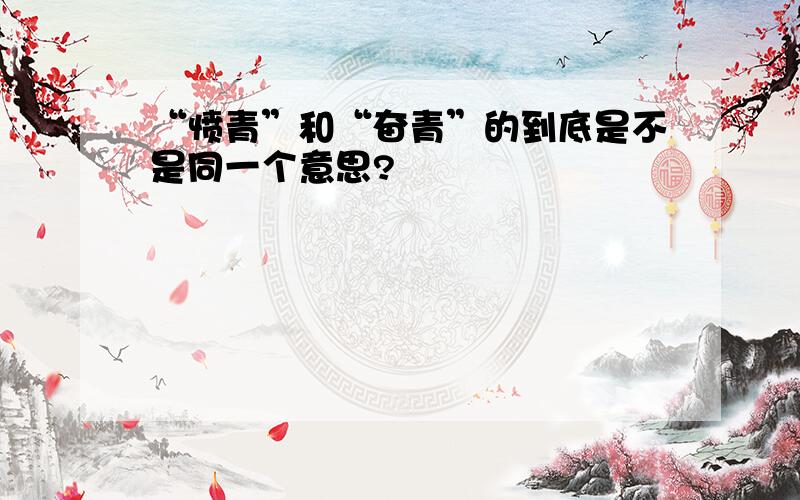 “愤青”和“奋青”的到底是不是同一个意思?