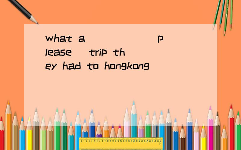 what a_____ (please) trip they had to hongkong