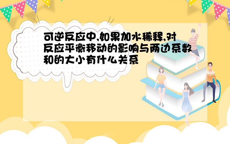 可逆反应中,如果加水稀释,对反应平衡移动的影响与两边系数和的大小有什么关系