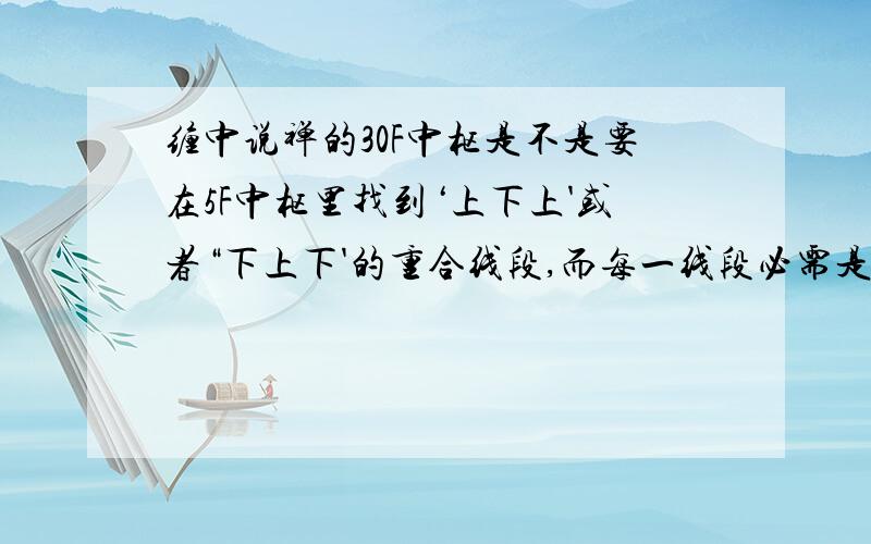 缠中说禅的30F中枢是不是要在5F中枢里找到‘上下上'或者“下上下'的重合线段,而每一线段必需是3笔.谢谢