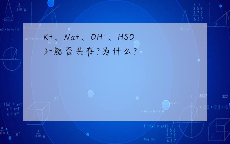 K+、Na+、OH-、HSO3-能否共存?为什么?