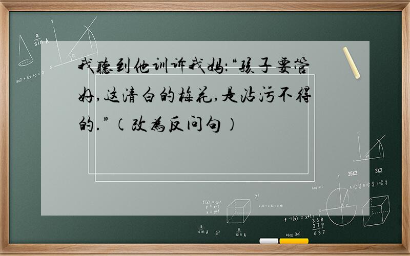 我听到他训诉我妈：“孩子要管好,这清白的梅花,是沾污不得的.”（改为反问句）