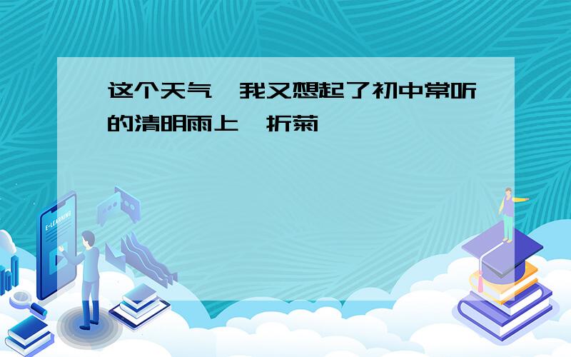 这个天气,我又想起了初中常听的清明雨上,折菊