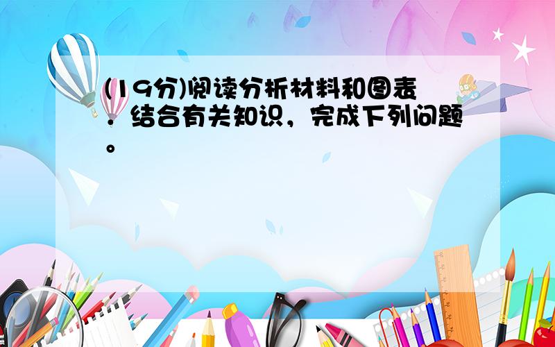 (19分)阅读分析材料和图表．结合有关知识，完成下列问题。