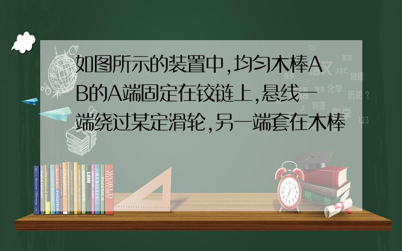 如图所示的装置中,均匀木棒AB的A端固定在铰链上,悬线一端绕过某定滑轮,另一端套在木棒