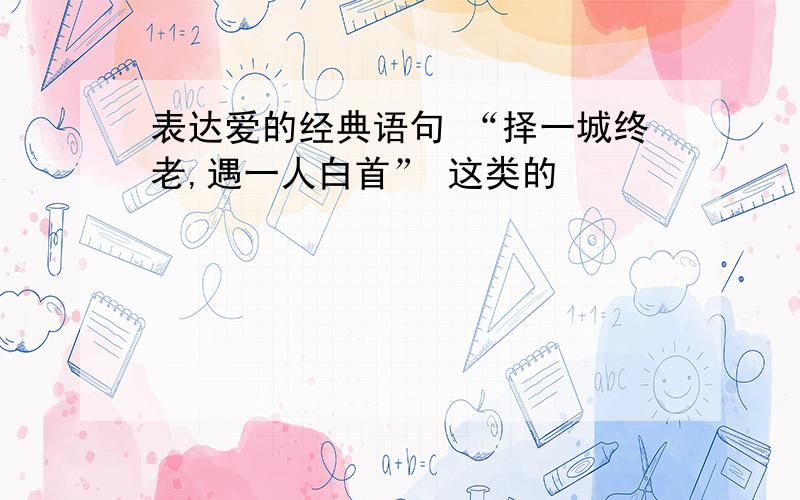 表达爱的经典语句 “择一城终老,遇一人白首” 这类的