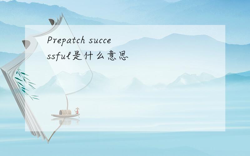 Prepatch successful是什么意思