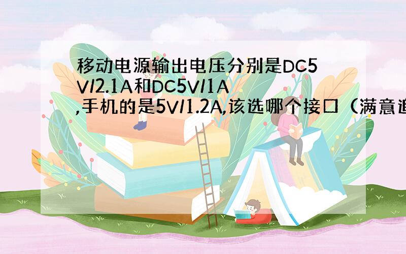 移动电源输出电压分别是DC5V/2.1A和DC5V/1A,手机的是5V/1.2A,该选哪个接口（满意追分）