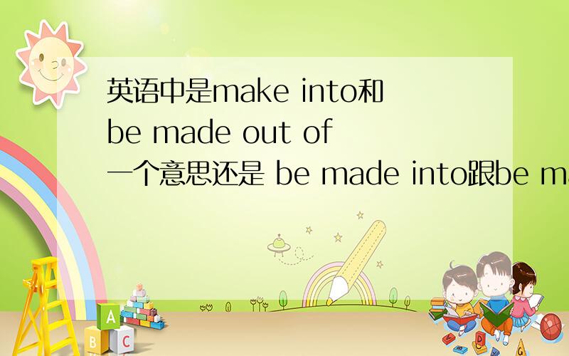 英语中是make into和be made out of一个意思还是 be made into跟be made out