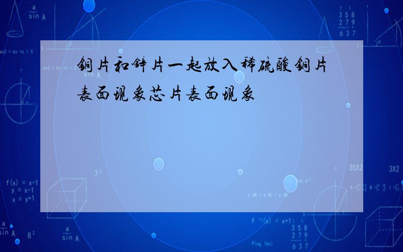 铜片和锌片一起放入稀硫酸铜片表面现象芯片表面现象