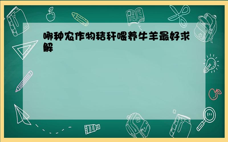 哪种农作物秸秆喂养牛羊最好求解