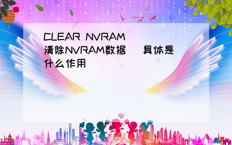 CLEAR NVRAM ( 清除NVRAM数据) 具体是什么作用