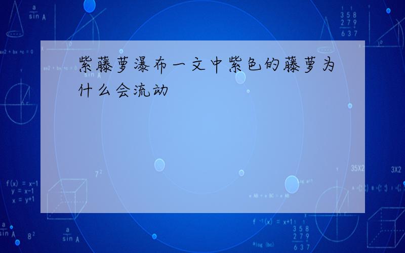 紫藤萝瀑布一文中紫色的藤萝为什么会流动