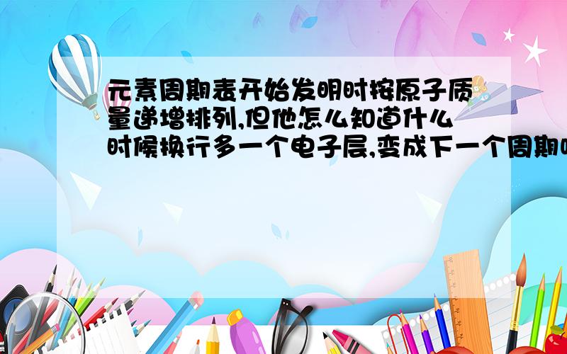 元素周期表开始发明时按原子质量递增排列,但他怎么知道什么时候换行多一个电子层,变成下一个周期呢?