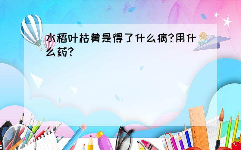 水稻叶枯黄是得了什么病?用什么药?