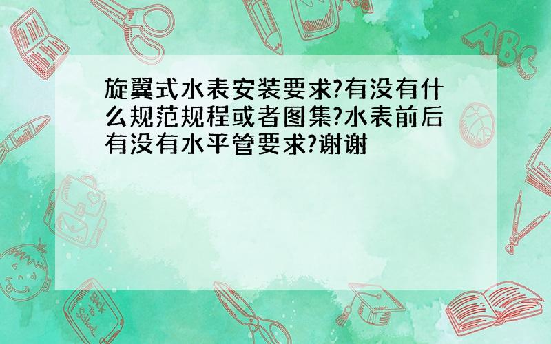 旋翼式水表安装要求?有没有什么规范规程或者图集?水表前后有没有水平管要求?谢谢