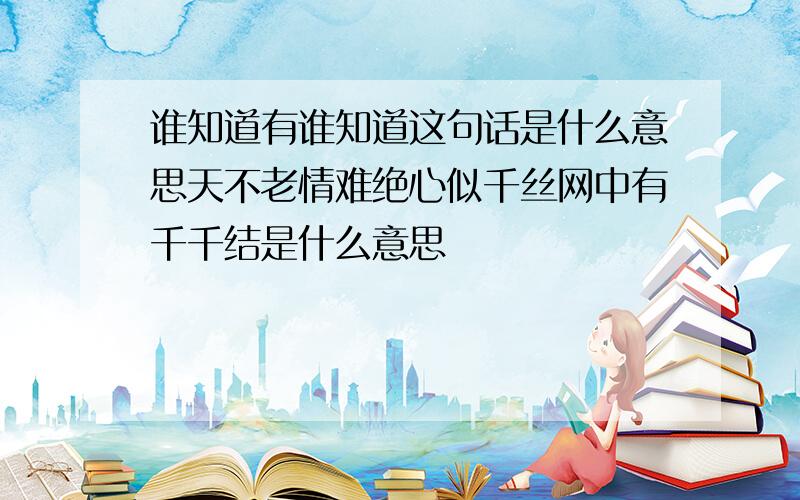 谁知道有谁知道这句话是什么意思天不老情难绝心似千丝网中有千千结是什么意思