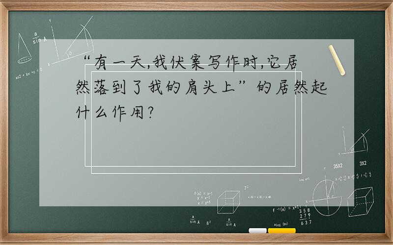 “有一天,我伏案写作时,它居然落到了我的肩头上”的居然起什么作用?