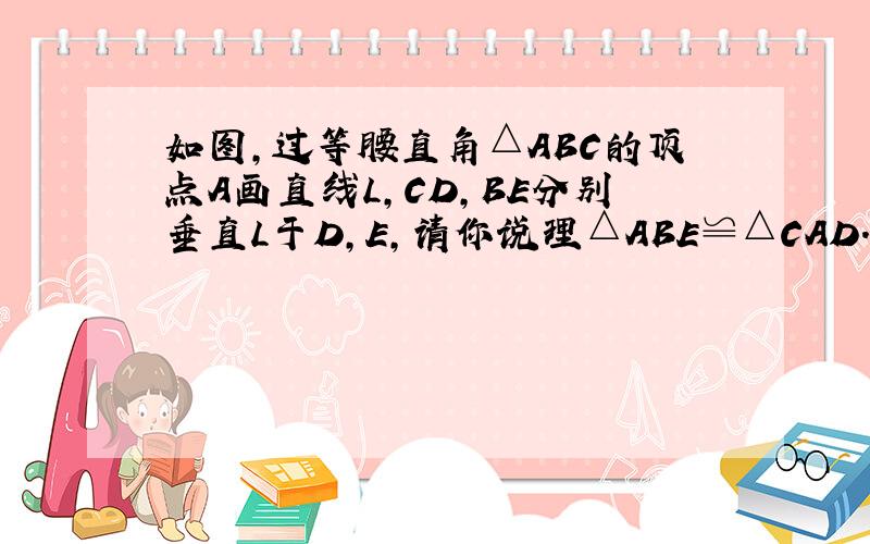 如图,过等腰直角△ABC的顶点A画直线L,CD,BE分别垂直L于D,E,请你说理△ABE≌△CAD.