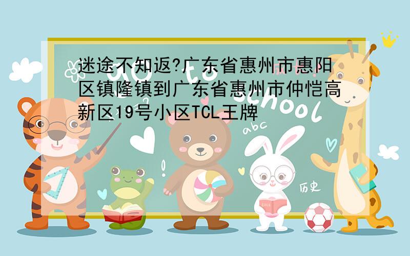 迷途不知返?广东省惠州市惠阳区镇隆镇到广东省惠州市仲恺高新区19号小区TCL王牌