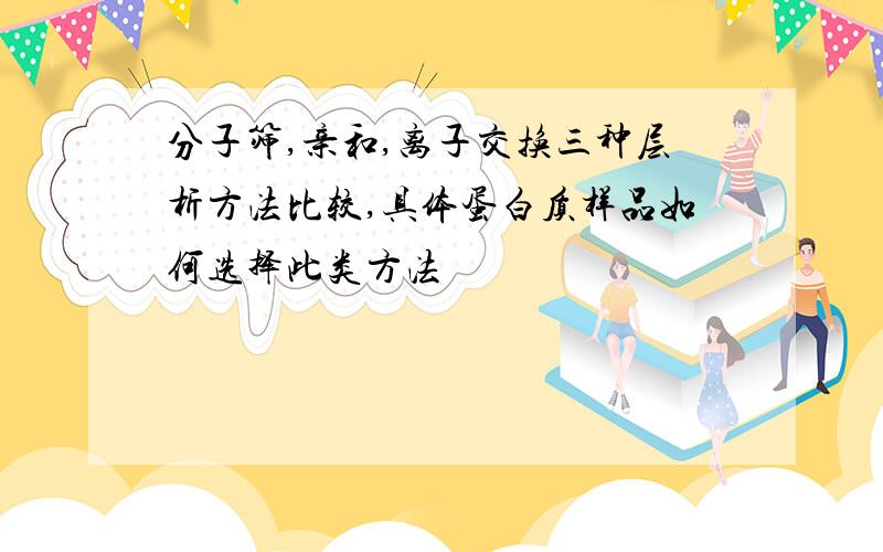 分子筛,亲和,离子交换三种层析方法比较,具体蛋白质样品如何选择此类方法