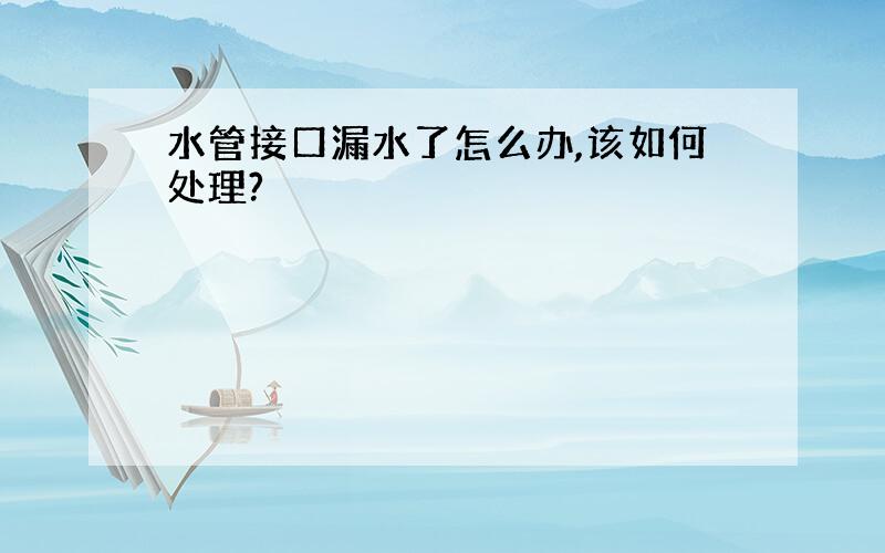 水管接口漏水了怎么办,该如何处理?