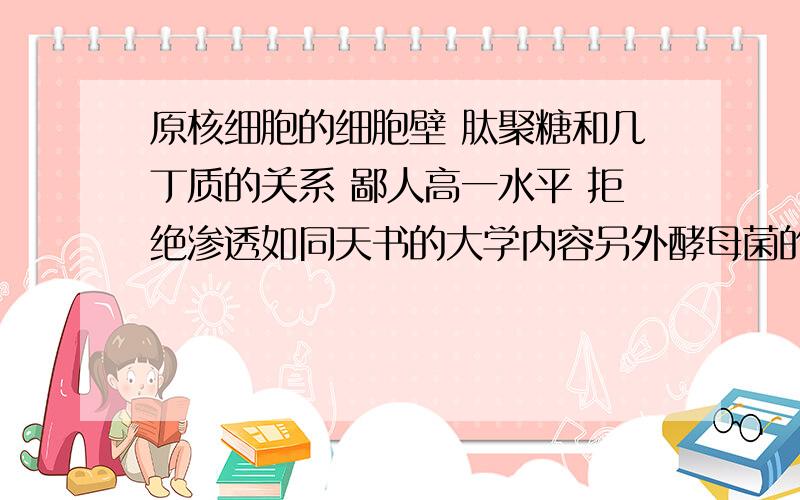 原核细胞的细胞壁 肽聚糖和几丁质的关系 鄙人高一水平 拒绝渗透如同天书的大学内容另外酵母菌的细胞壁主要成分是什么（我知道