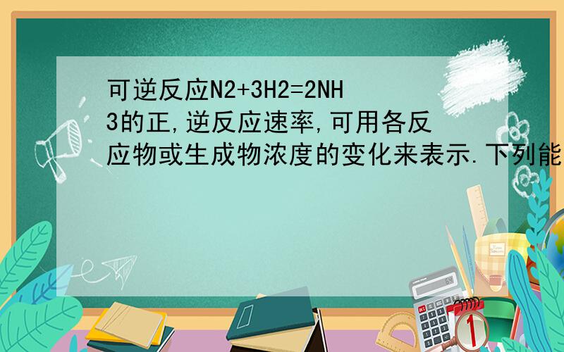 可逆反应N2+3H2=2NH3的正,逆反应速率,可用各反应物或生成物浓度的变化来表示.下列能说明反应已达平衡的是：