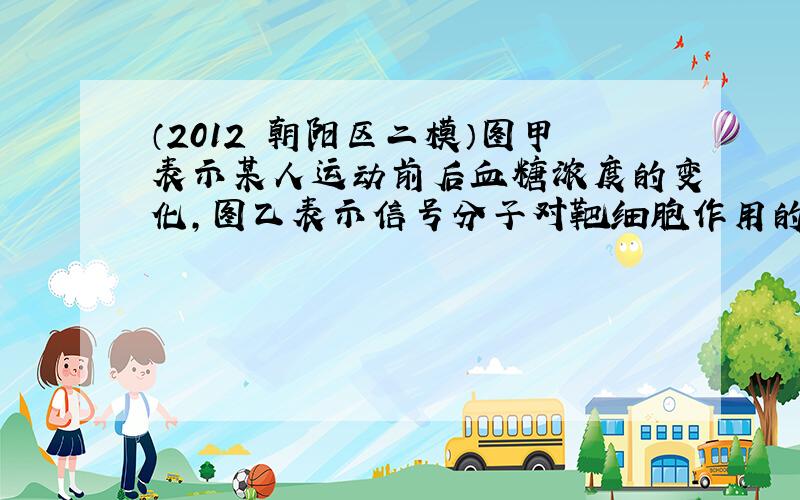 （2012•朝阳区二模）图甲表示某人运动前后血糖浓度的变化，图乙表示信号分子对靶细胞作用的过程．请据图分析回答：