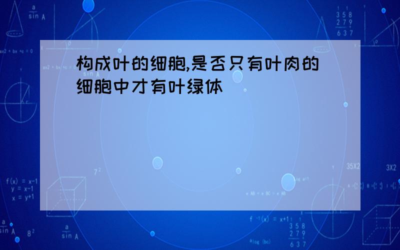 构成叶的细胞,是否只有叶肉的细胞中才有叶绿体