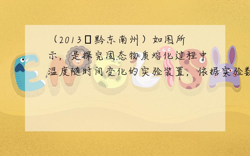 （2013•黔东南州）如图所示，是探究固态物质熔化过程中温度随时间变化的实验装置，依据实验数据描绘出了该固态物质在熔化过