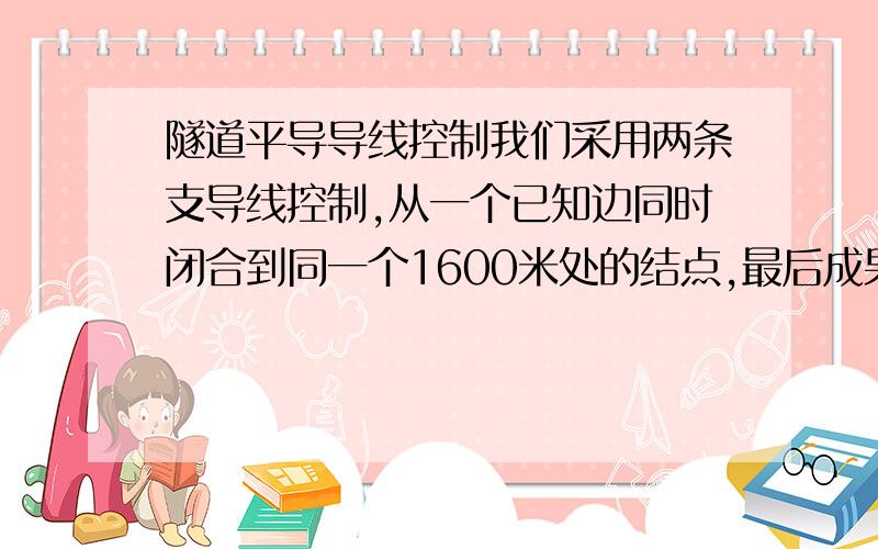 隧道平导导线控制我们采用两条支导线控制,从一个已知边同时闭合到同一个1600米处的结点,最后成果是角度闭合差19.58″