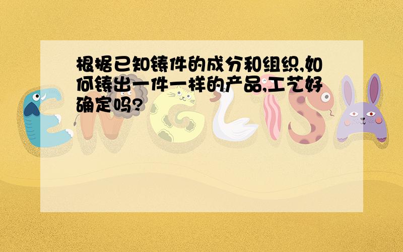 根据已知铸件的成分和组织,如何铸出一件一样的产品,工艺好确定吗?