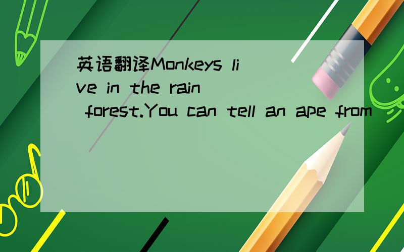 英语翻译Monkeys live in the rain forest.You can tell an ape from