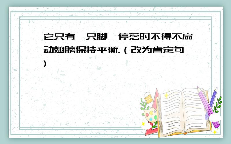 它只有一只脚,停落时不得不扇动翅膀保持平衡.（改为肯定句)