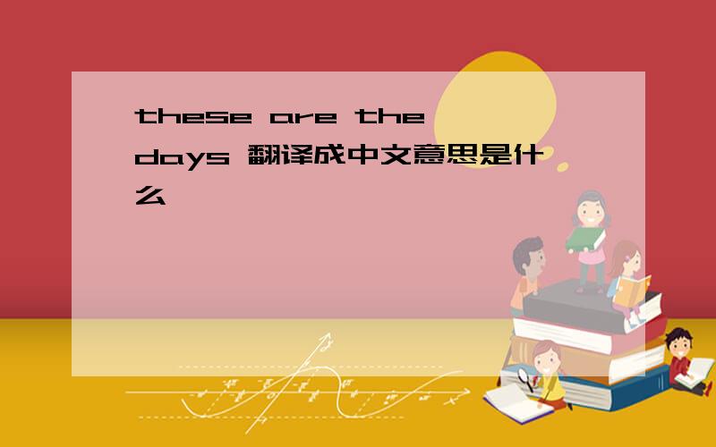 these are the days 翻译成中文意思是什么