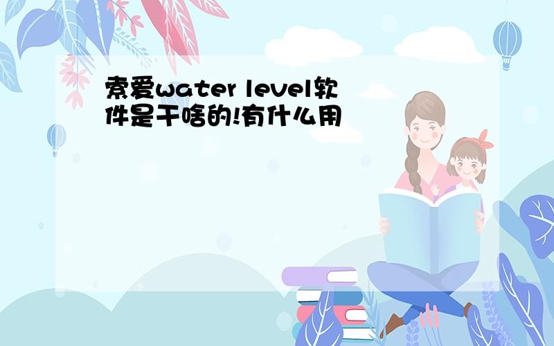 索爱water level软件是干啥的!有什么用