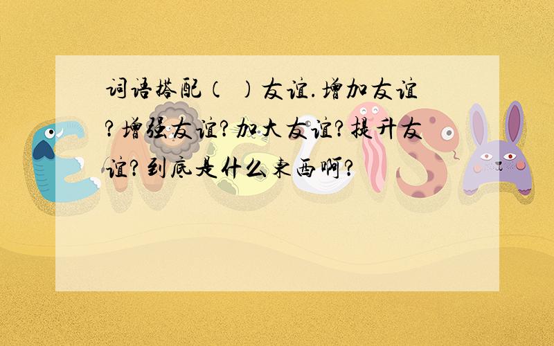 词语搭配（ ）友谊.增加友谊?增强友谊?加大友谊?提升友谊?到底是什么东西啊?