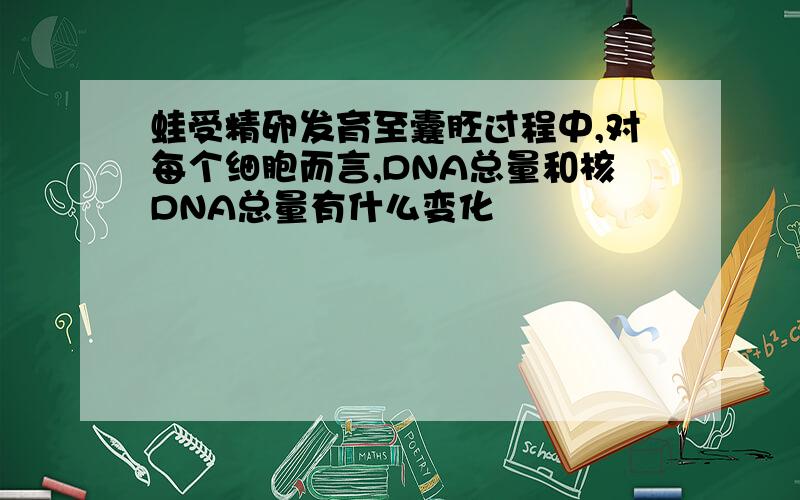 蛙受精卵发育至囊胚过程中,对每个细胞而言,DNA总量和核DNA总量有什么变化