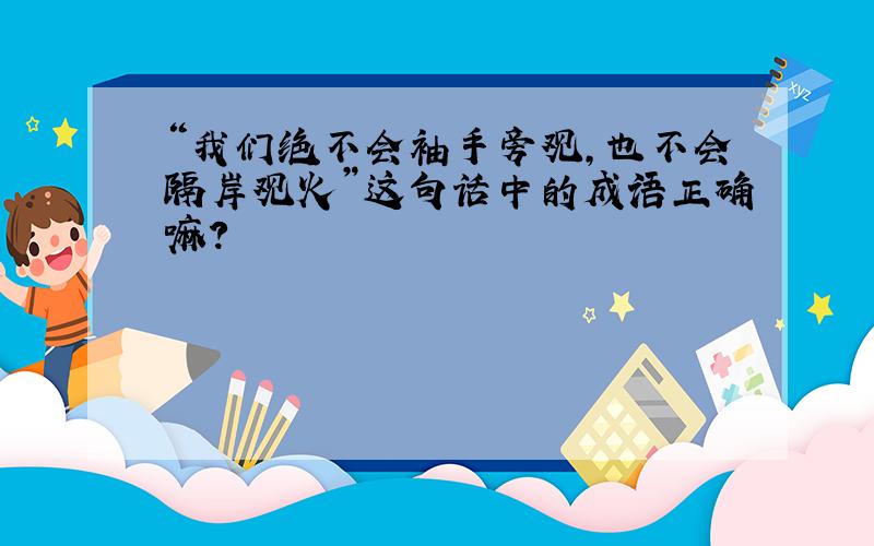 “我们绝不会袖手旁观,也不会隔岸观火”这句话中的成语正确嘛?