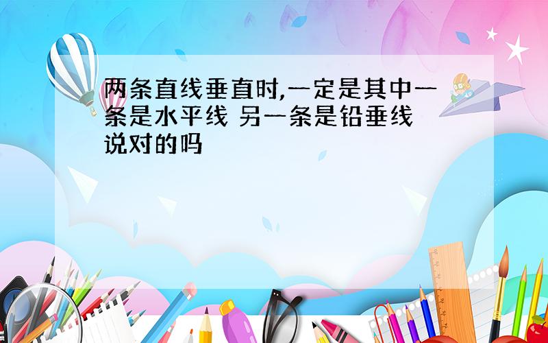 两条直线垂直时,一定是其中一条是水平线 另一条是铅垂线 说对的吗