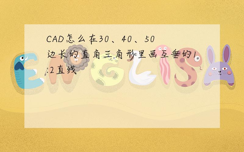 CAD怎么在30、40、50边长的直角三角形里画互垂的1:2直线