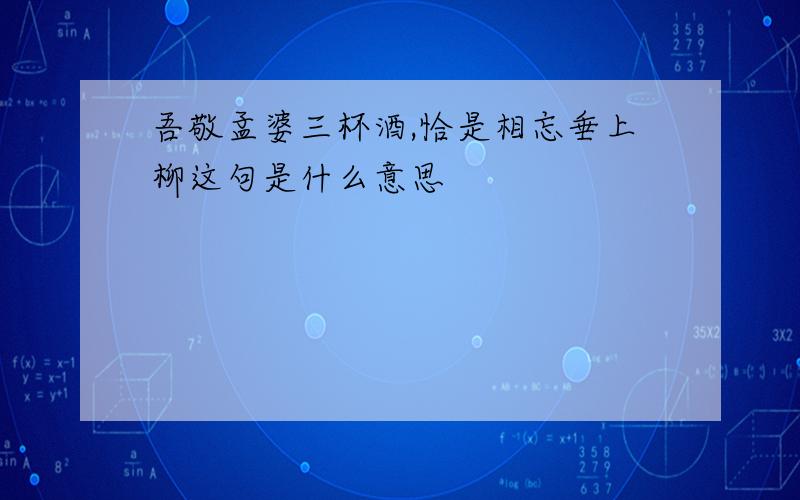 吾敬孟婆三杯酒,恰是相忘垂上柳这句是什么意思