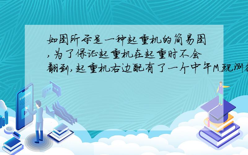 如图所示是一种起重机的简易图,为了保证起重机在起重时不会翻到,起重机右边配有了一个中午M.现测得重物M的质量为4t,AB