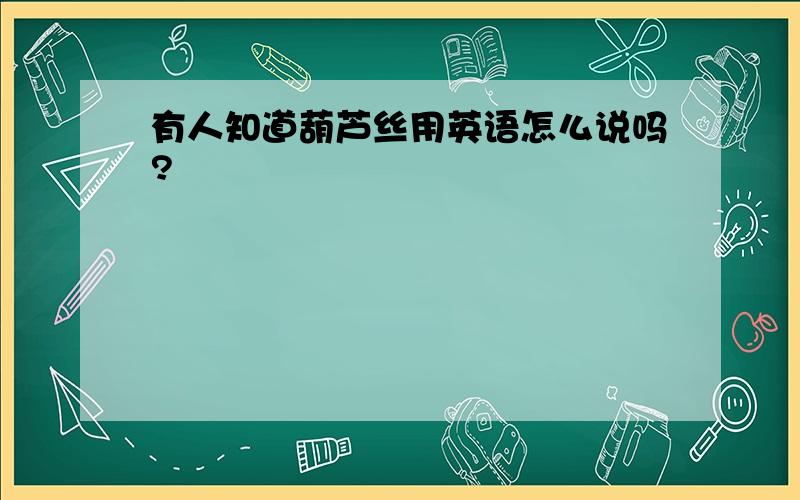 有人知道葫芦丝用英语怎么说吗?